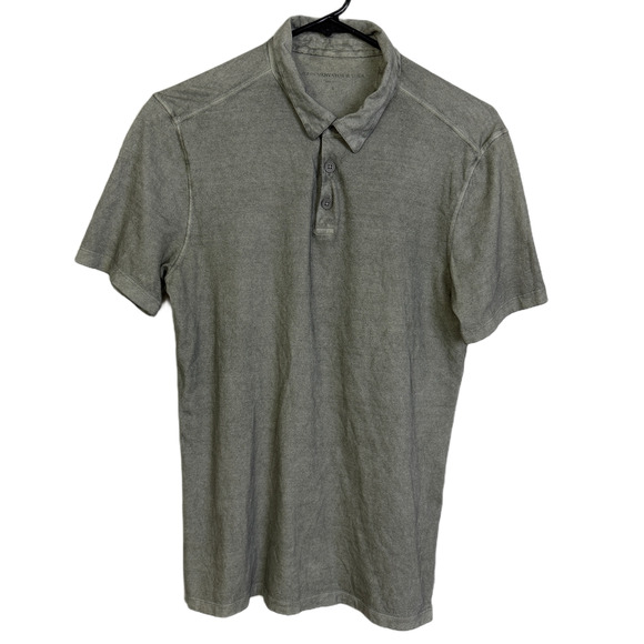 John Varvatos Polo Shirt Mens Small Cotton Short Sleeve Cement Casual Button - Picture 1 of 8